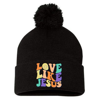 Retro 60s Love Like Jesus Pom Pom 12in Knit Beanie
