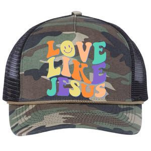 Retro 60s Love Like Jesus Retro Rope Trucker Hat Cap