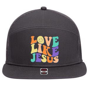 Retro 60s Love Like Jesus 7 Panel Mesh Trucker Snapback Hat