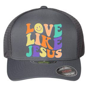 Retro 60s Love Like Jesus Flexfit Unipanel Trucker Cap