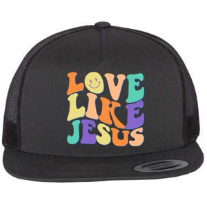 Retro 60s Love Like Jesus Flat Bill Trucker Hat