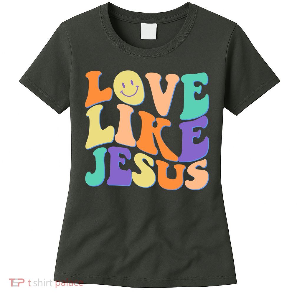 Retro 60s Love Like Jesus Womens T-Shirt