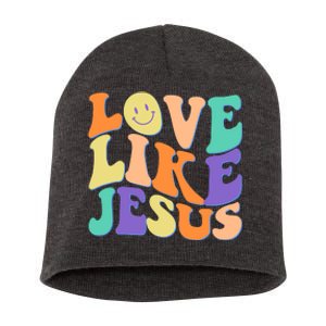 Retro 60s Love Like Jesus Short Acrylic Beanie