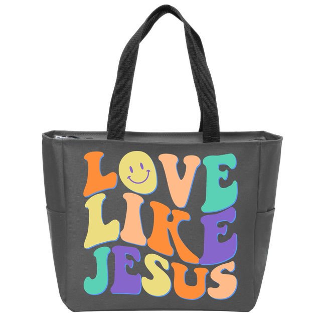 Retro 60s Love Like Jesus Zip Tote Bag