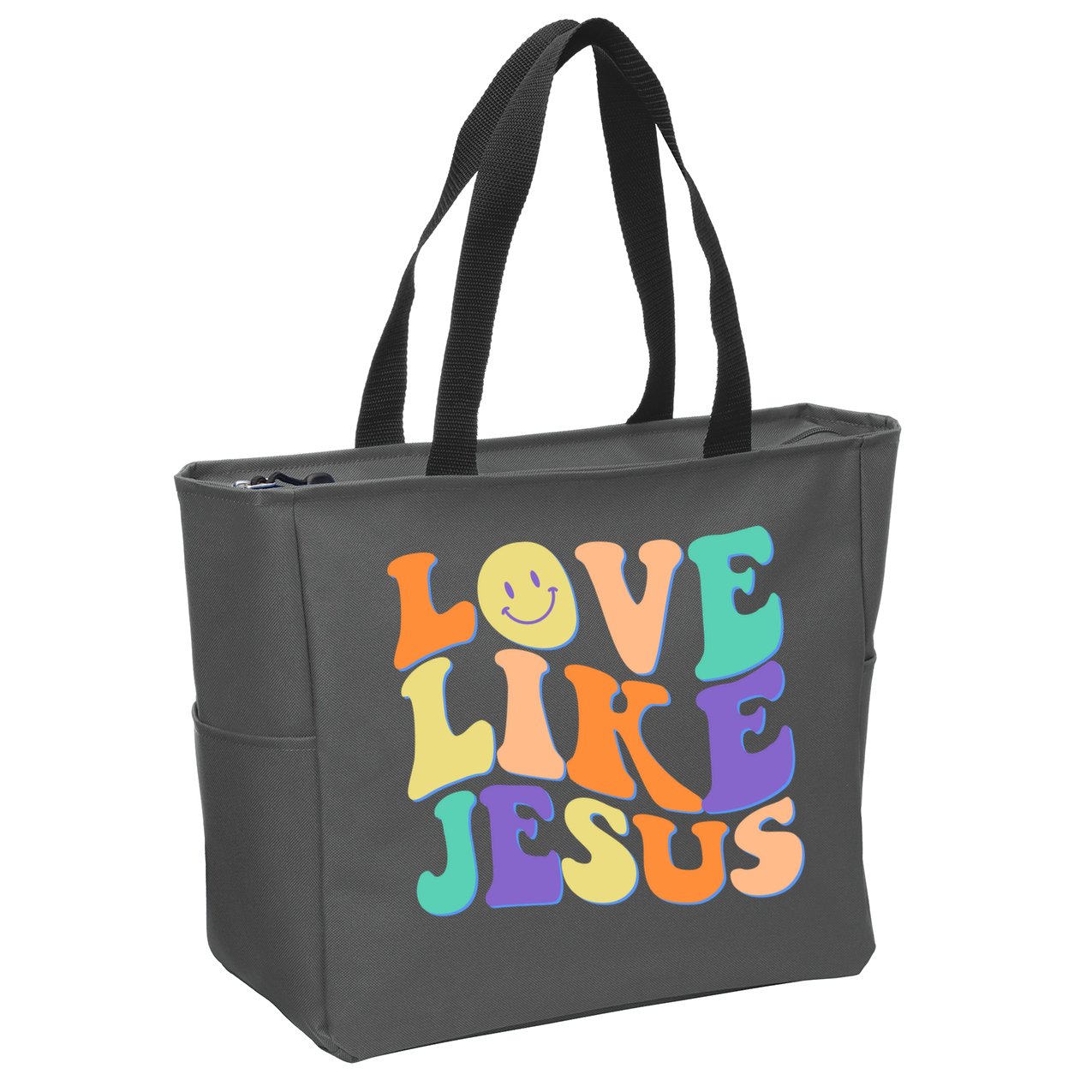 Retro 60s Love Like Jesus Zip Tote Bag