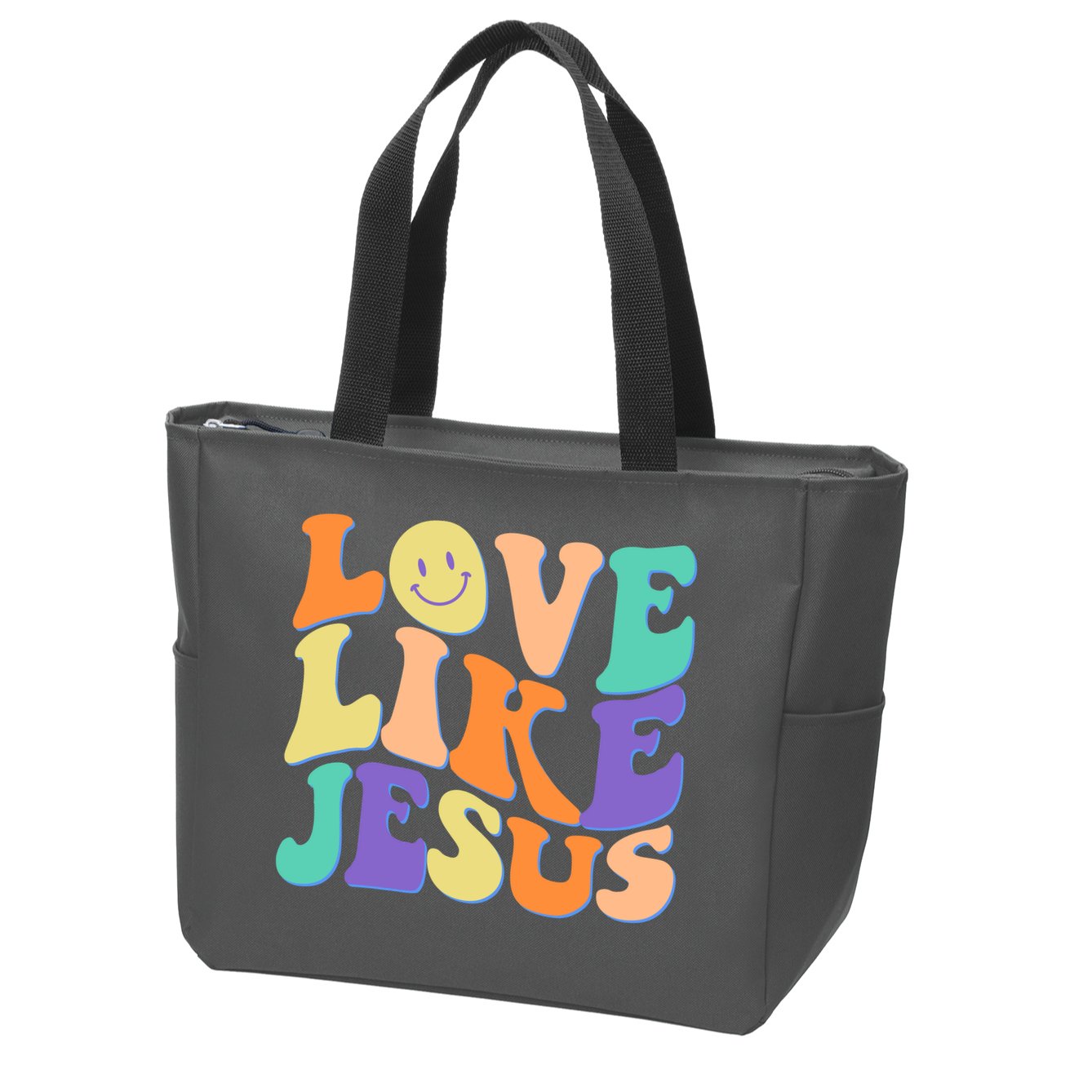 Retro 60s Love Like Jesus Zip Tote Bag