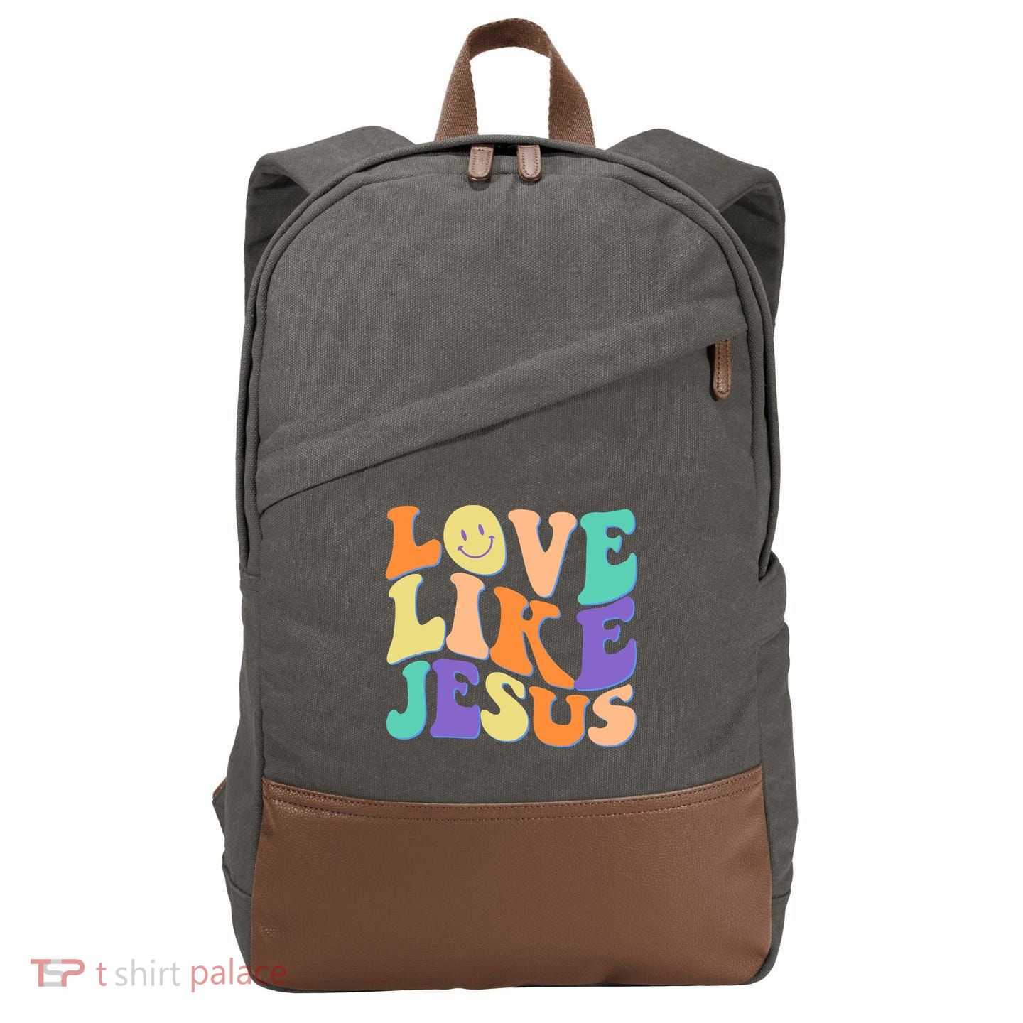 Retro 60s Love Like Jesus Cotton Canvas Backpack