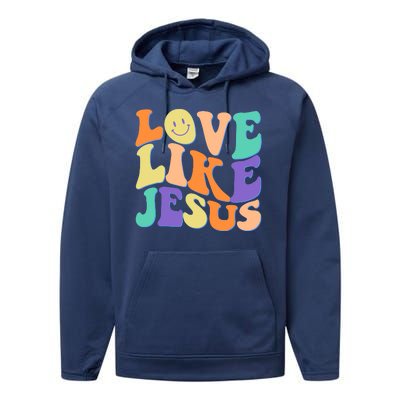 Retro 60s Love Like Jesus Performance Fleece Hoodie