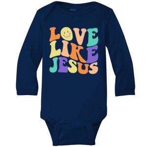 Retro 60s Love Like Jesus Baby Long Sleeve Bodysuit