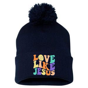 Retro 60s Love Like Jesus Pom Pom 12in Knit Beanie