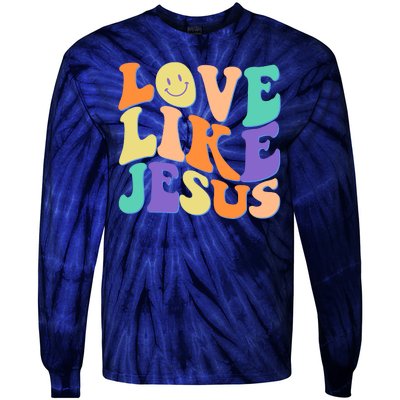 Retro 60s Love Like Jesus Tie-Dye Long Sleeve Shirt