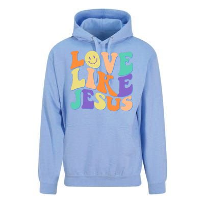 Retro 60s Love Like Jesus Unisex Surf Hoodie