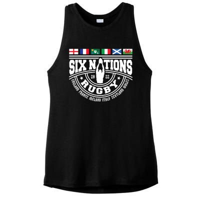 Rugby 6 Nations England France Wales Scotland Italy Ireland Ladies PosiCharge Tri-Blend Wicking Tank