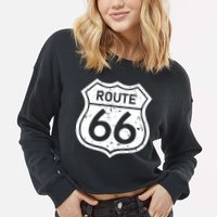 Route 66 Rustic Cropped Pullover Crew