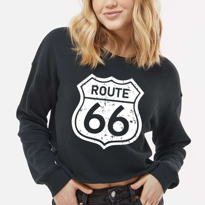 Route 66 Rustic Cropped Pullover Crew