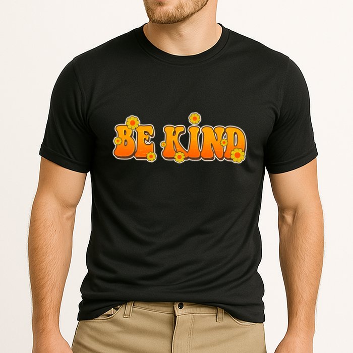 Retro 60s Sixties Flower Power Be Kind Wear Orange Cooling Performance Crew T-Shirt