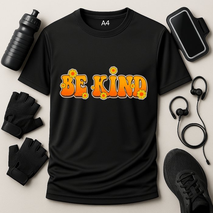 Retro 60s Sixties Flower Power Be Kind Wear Orange Cooling Performance Crew T-Shirt