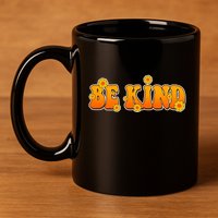 Retro 60s Sixties Flower Power Be Kind Wear Orange 11oz C Handle Ceramic Mug