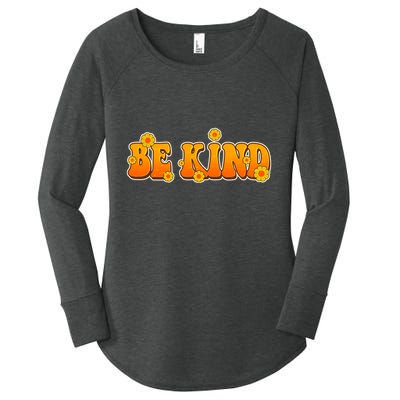 Retro 60s Sixties Flower Power Be Kind Wear Orange Women's Perfect Tri Tunic Long Sleeve Shirt