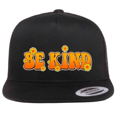 Retro 60s Sixties Flower Power Be Kind Wear Orange Flatbill Hat