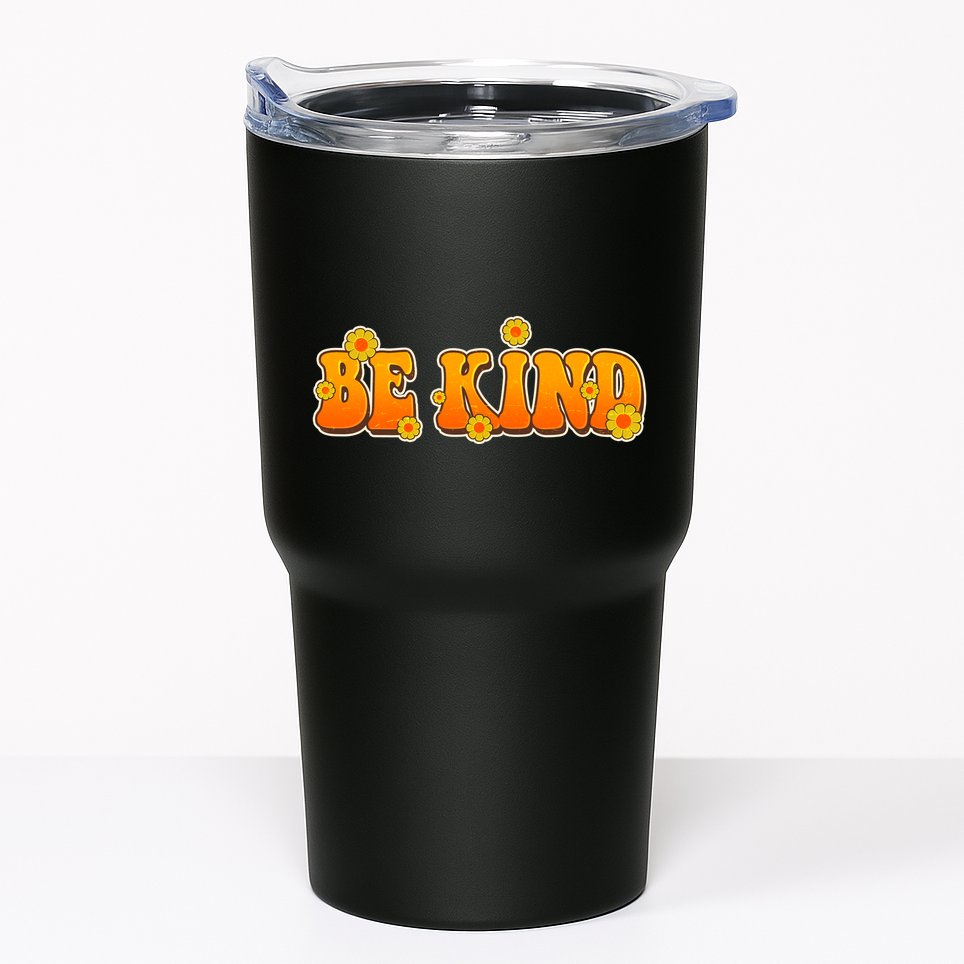 Retro 60s Sixties Flower Power Be Kind Wear Orange Tumbler