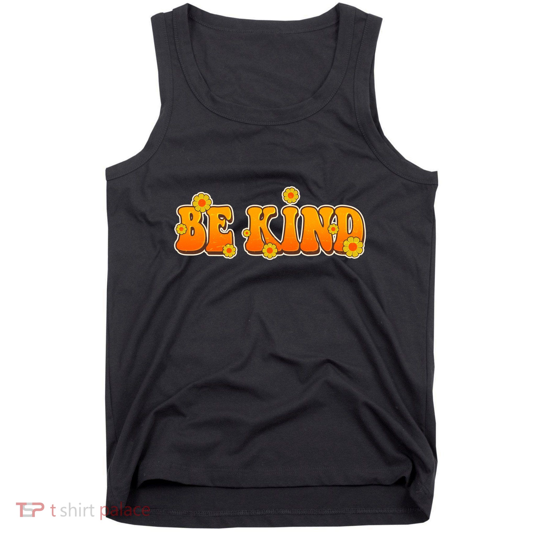 Retro 60s Sixties Flower Power Be Kind Wear Orange Tank Top