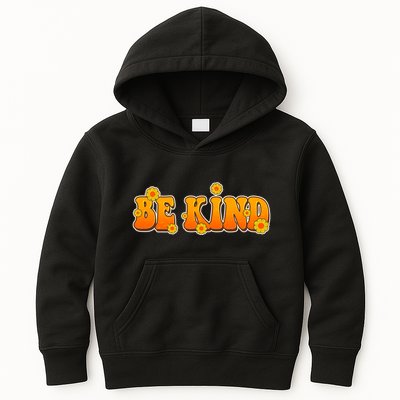 Retro 60s Sixties Flower Power Be Kind Wear Orange Kids Hoodie