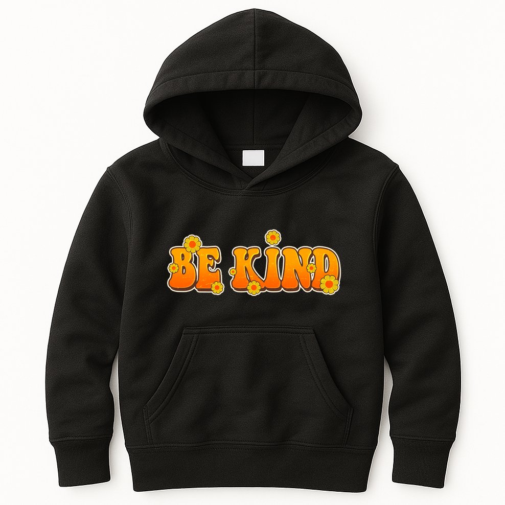 Retro 60s Sixties Flower Power Be Kind Wear Orange Kids Hoodie