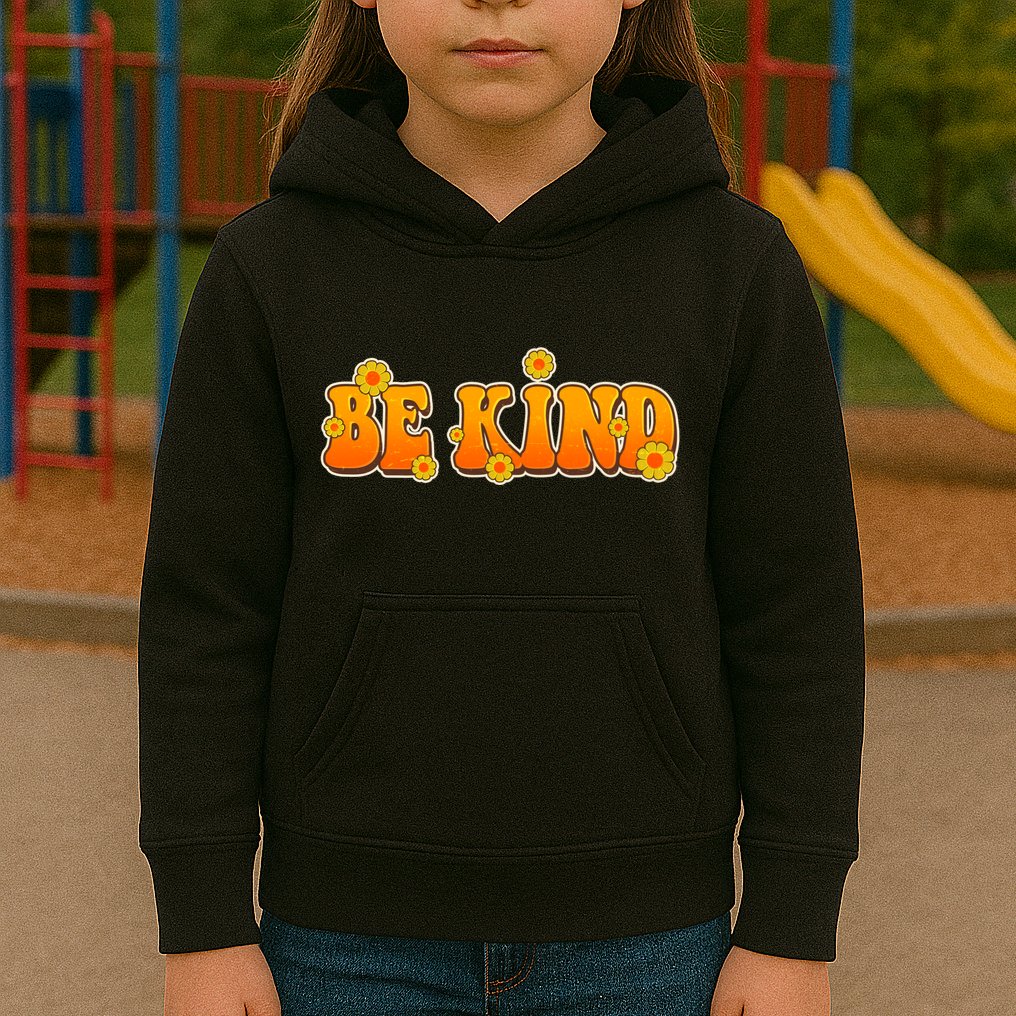 Retro 60s Sixties Flower Power Be Kind Wear Orange Kids Hoodie
