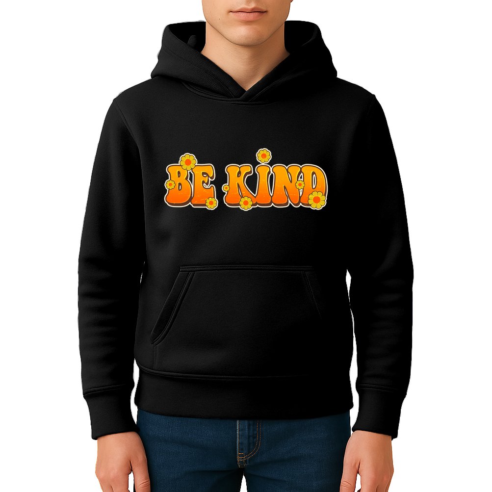 Retro 60s Sixties Flower Power Be Kind Wear Orange Kids Hoodie