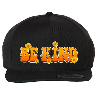Retro 60s Sixties Flower Power Be Kind Wear Orange Wool Snapback Cap