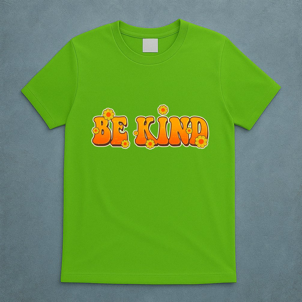 Retro 60s Sixties Flower Power Be Kind Wear Orange T-Shirt