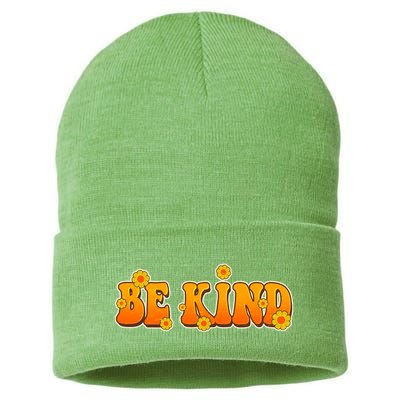 Retro 60s Sixties Flower Power Be Kind Wear Orange Sustainable Knit Beanie