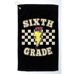 Retro 6th Sixth Grade Teacher Lightning Bolt Pencil Teacher Platinum Collection Golf Towel