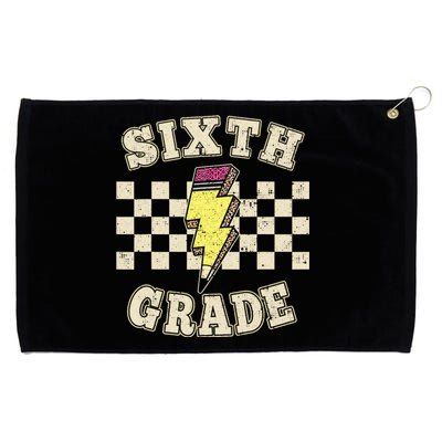 Retro 6th Sixth Grade Teacher Lightning Bolt Pencil Teacher Grommeted Golf Towel