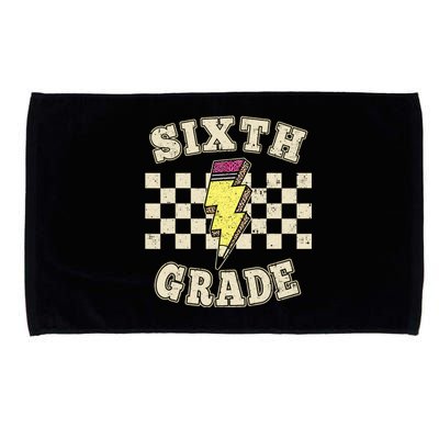 Retro 6th Sixth Grade Teacher Lightning Bolt Pencil Teacher Microfiber Hand Towel