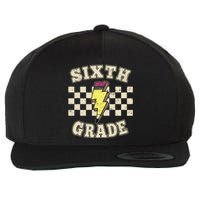 Retro 6th Sixth Grade Teacher Lightning Bolt Pencil Teacher Wool Snapback Cap