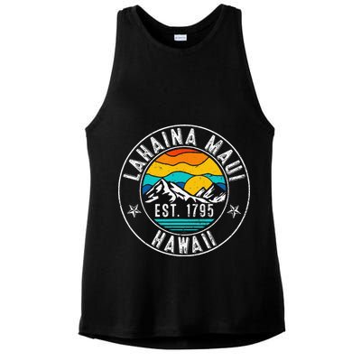 Retro 70s 80s Lahaina Maui Hawaii HI Ladies PosiCharge Tri-Blend Wicking Tank