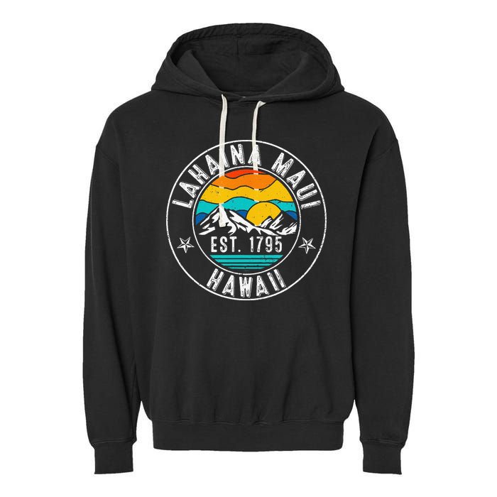 Retro 70s 80s Lahaina Maui Hawaii HI Garment-Dyed Fleece Hoodie