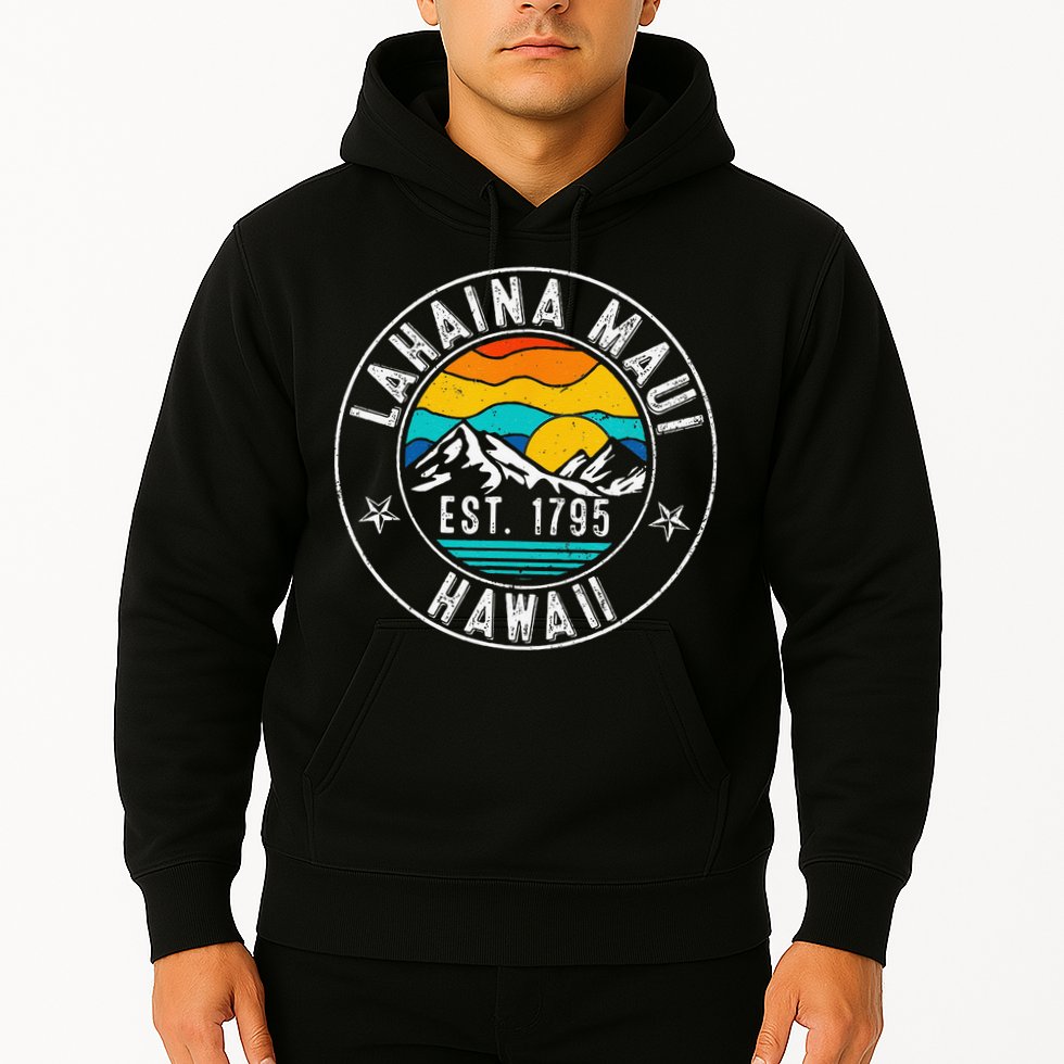 Retro 70s 80s Lahaina Maui Hawaii HI Hoodie