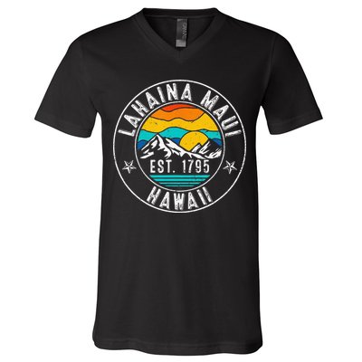 Retro 70s 80s Lahaina Maui Hawaii HI V-Neck T-Shirt