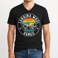 Retro 70s 80s Lahaina Maui Hawaii HI V-Neck T-Shirt