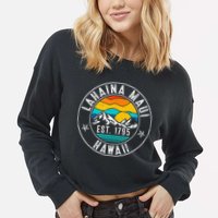 Retro 70s 80s Lahaina Maui Hawaii HI Cropped Pullover Crew