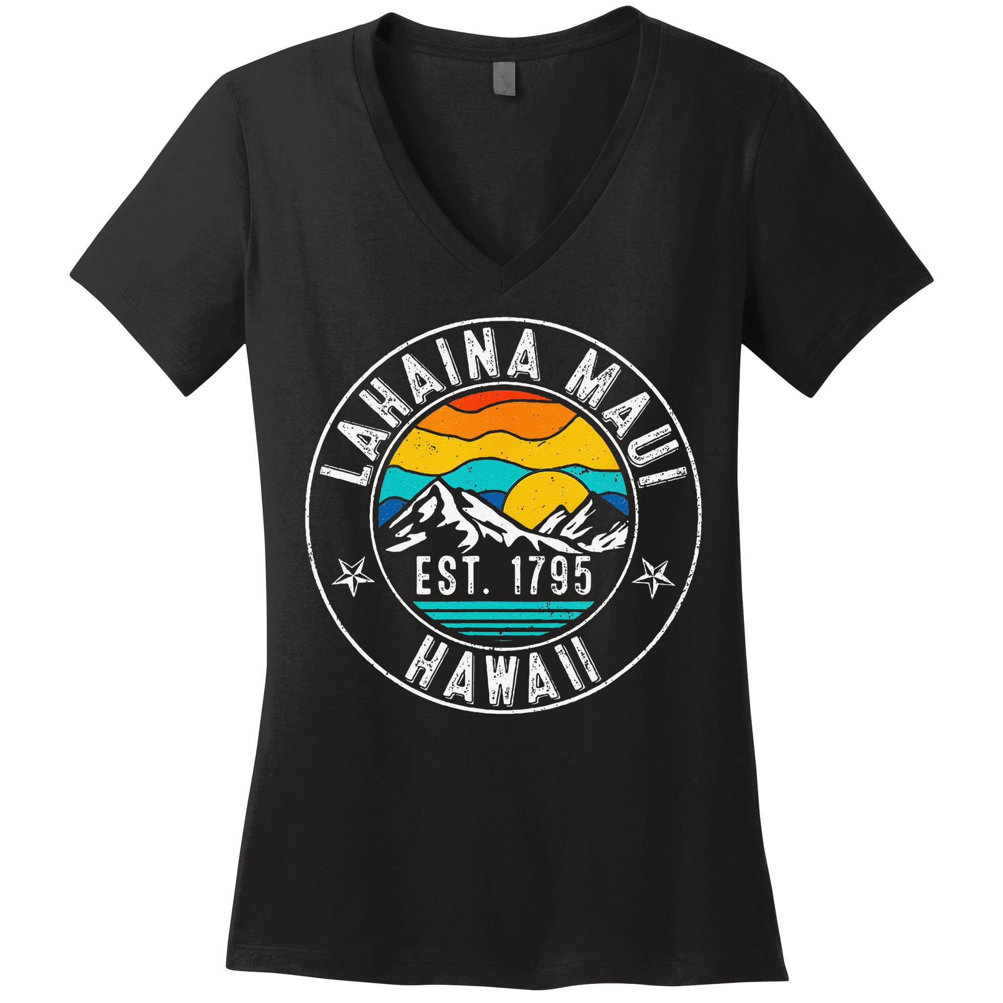 Retro 70s 80s Lahaina Maui Hawaii HI Women's V-Neck T-Shirt