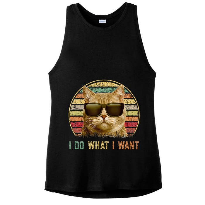 Retro 70s 80s 90s Meowy Cat I Do What I Want Funny Cat Ladies PosiCharge Tri-Blend Wicking Tank