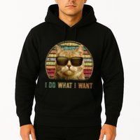 Retro 70s 80s 90s Meowy Cat I Do What I Want Funny Cat Hoodie