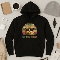 Retro 70s 80s 90s Meowy Cat I Do What I Want Funny Cat Hoodie