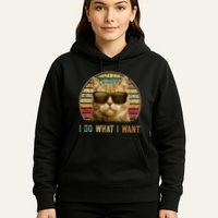 Retro 70s 80s 90s Meowy Cat I Do What I Want Funny Cat Hoodie