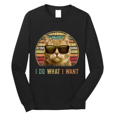 Retro 70s 80s 90s Meowy Cat I Do What I Want Funny Cat Long Sleeve Shirt