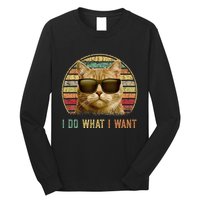 Retro 70s 80s 90s Meowy Cat I Do What I Want Funny Cat Long Sleeve Shirt